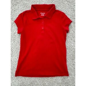 The Childrens Place Boys Red Short Sleeve Polo Shirt School Uniform Size M 7/8